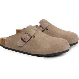 Women's Men's Suede Clogs Leather Mules Cork Footbed Sandals Comfort Potato Shoe